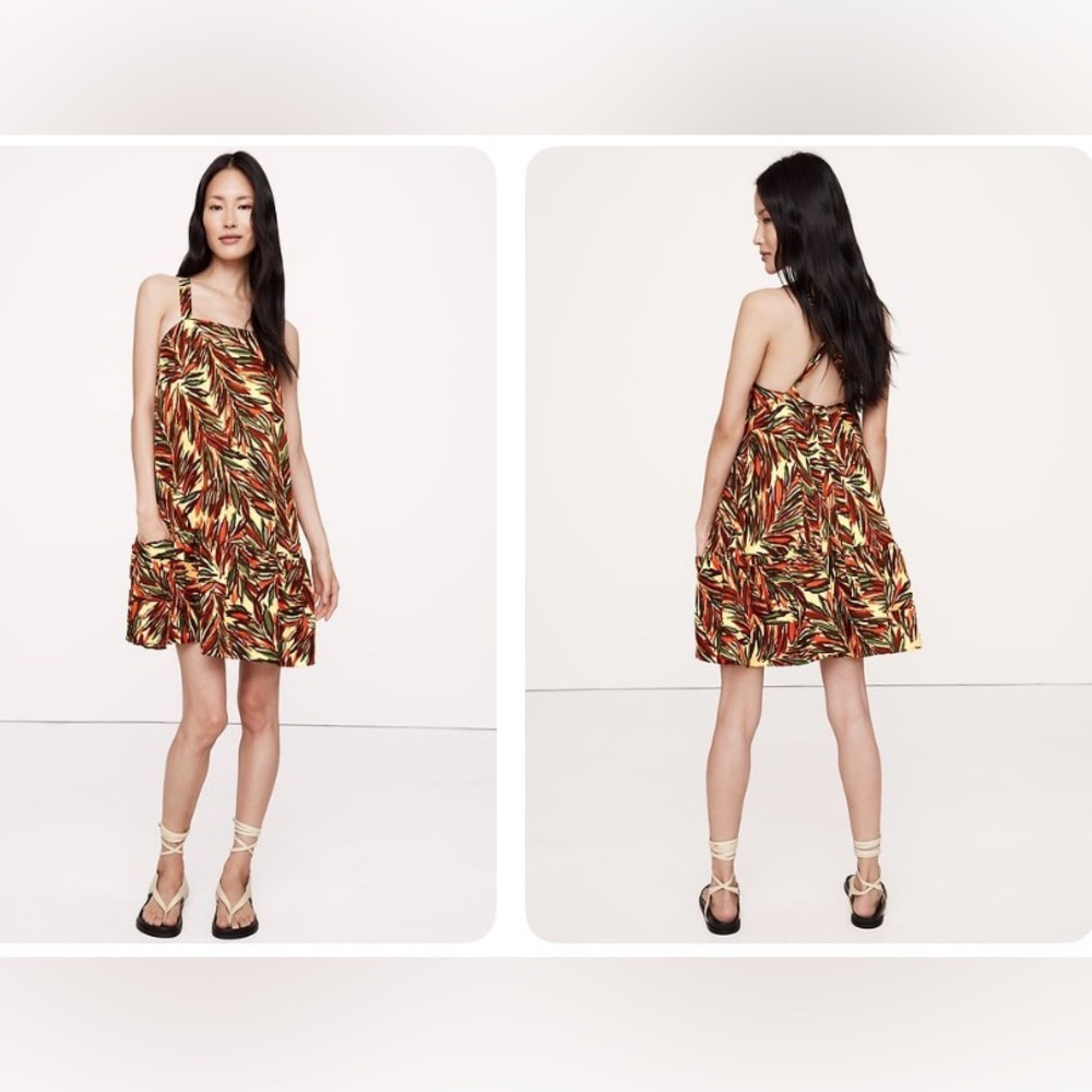 NWT banana republic Medium viscose linen flounce hem mini dress